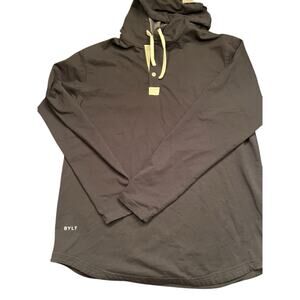 bylt drop cut hooded henley lux mens Med Black